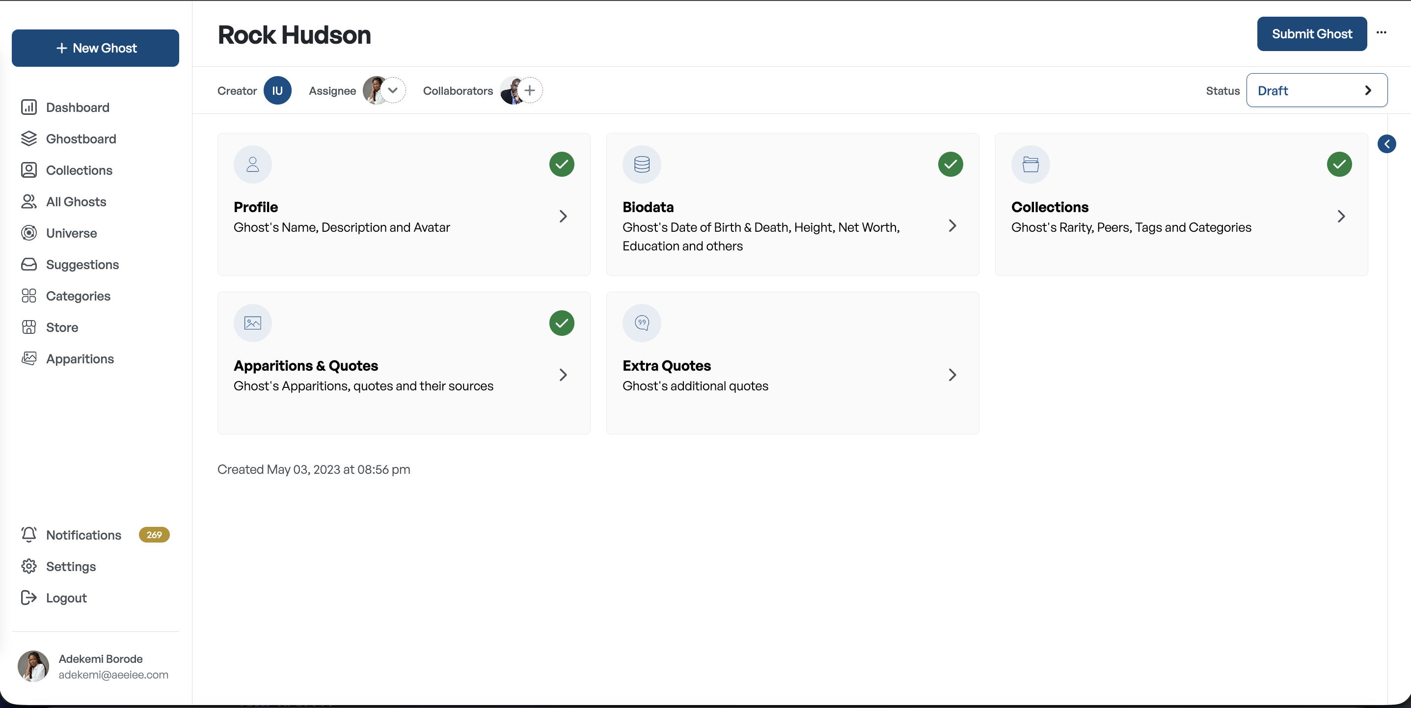 Create form — Ghost general page overview