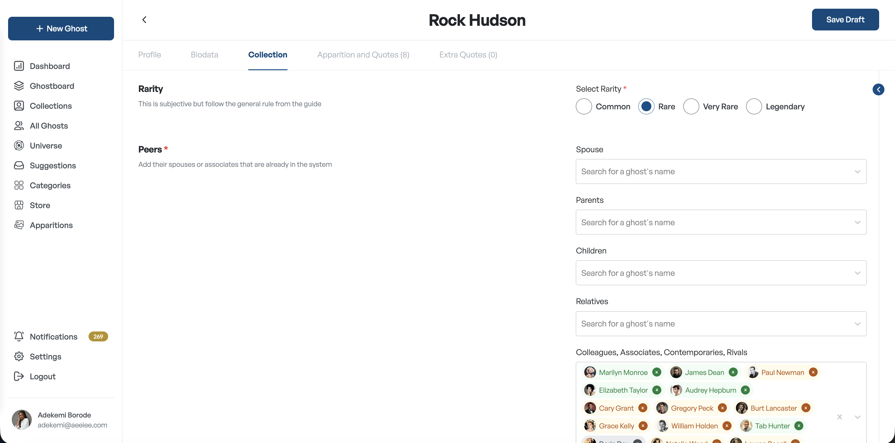 Create form — Collection: rarity and peers